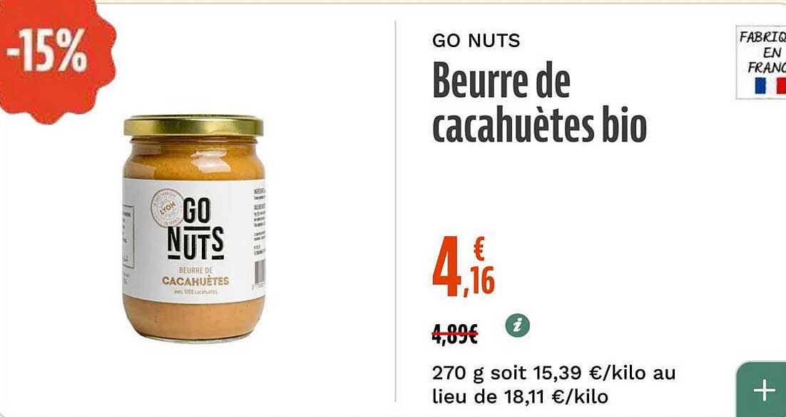 GO NUTS Beurre de cacahuètes bio