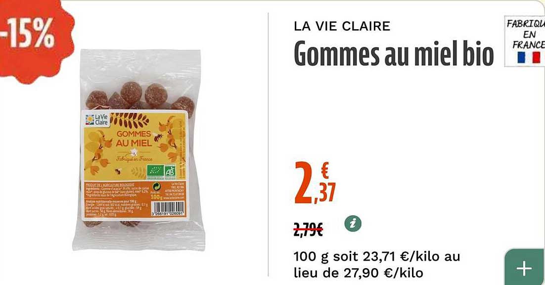 Gommes au miel bio