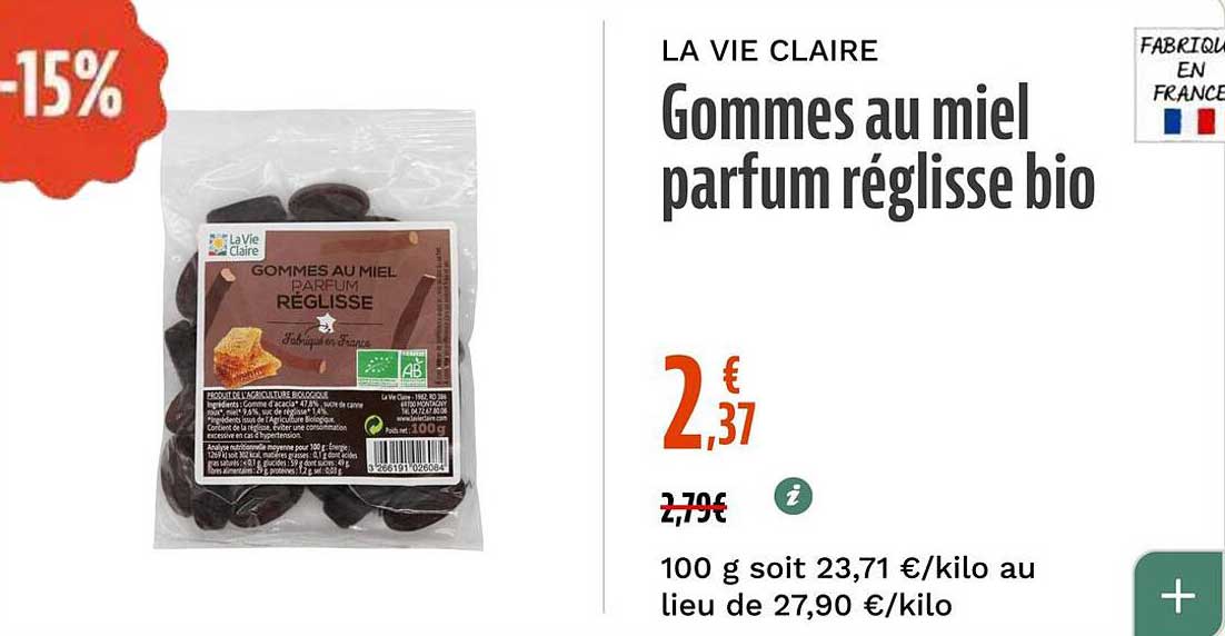 Gommes au miel parfum réglisse bio