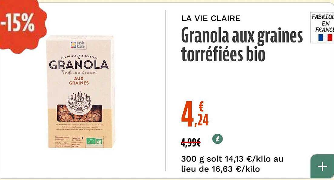 Granola aux graines torréfiées bio