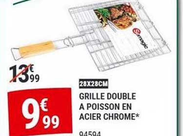 GRILLE DOUBLE A POISSON EN ACIER CHROME*