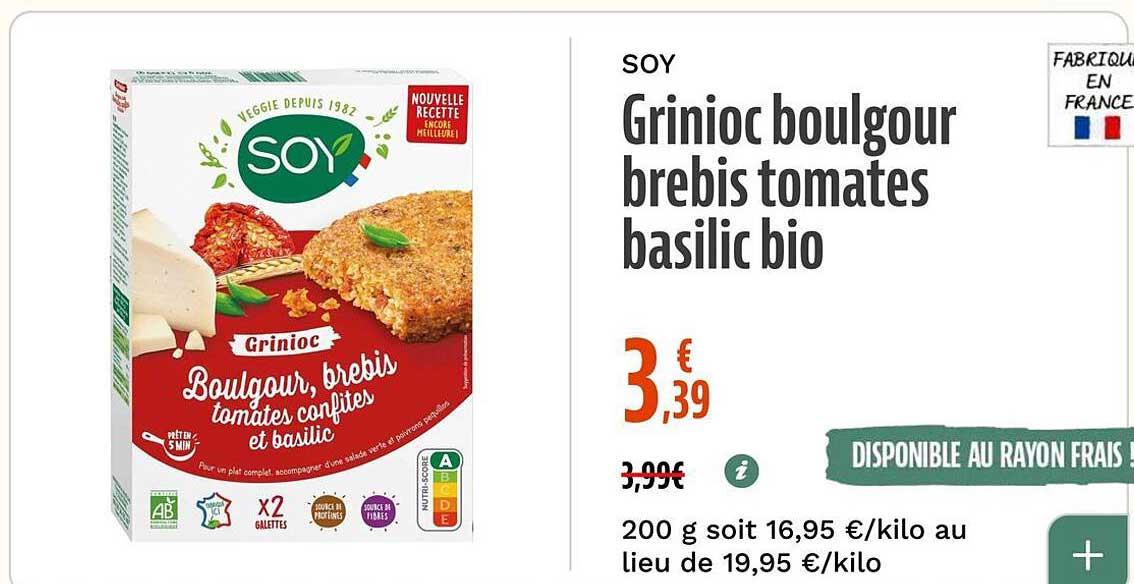 Grinioc boulgour brebis tomates basilic bio