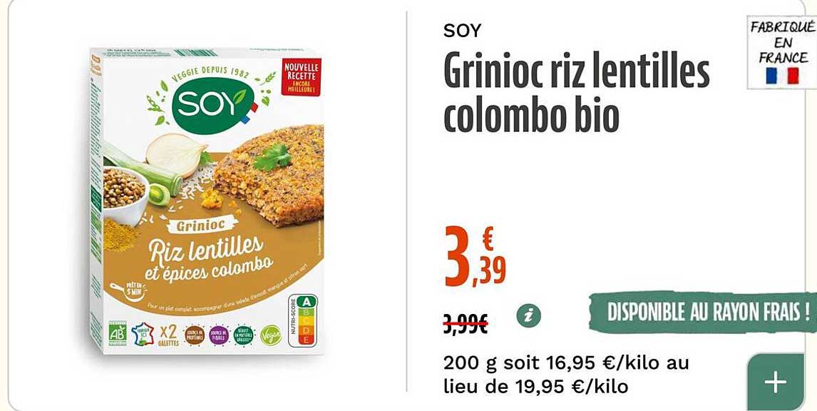 Grinioc riz lentilles colombo bio