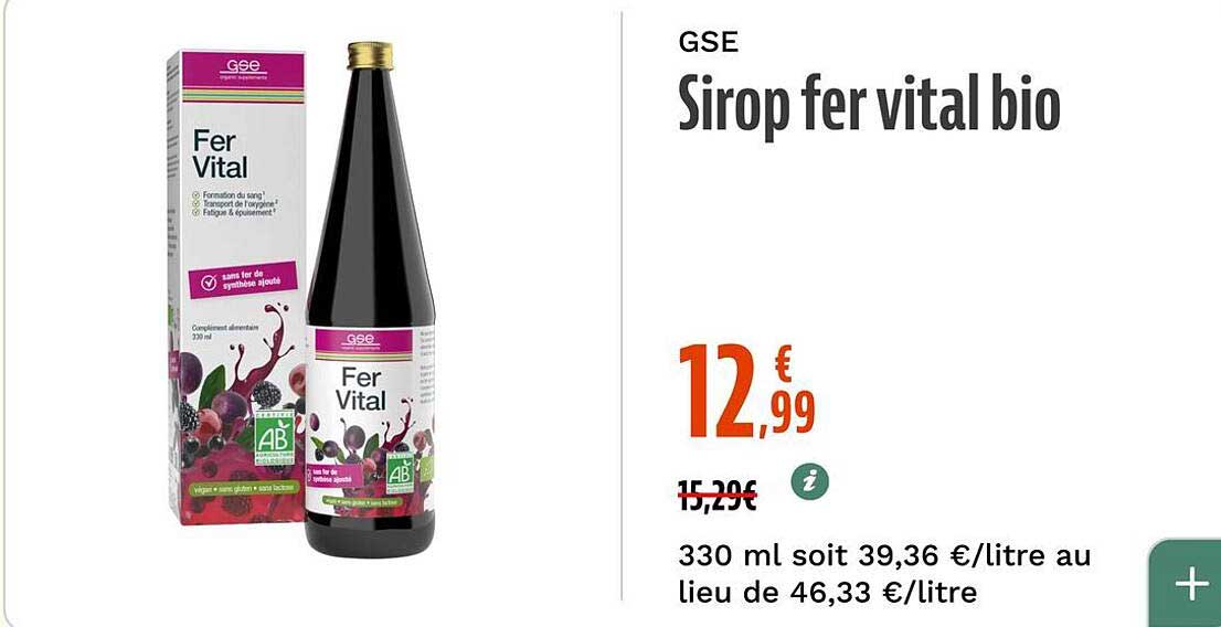 GSE Sirop fer vital bio
