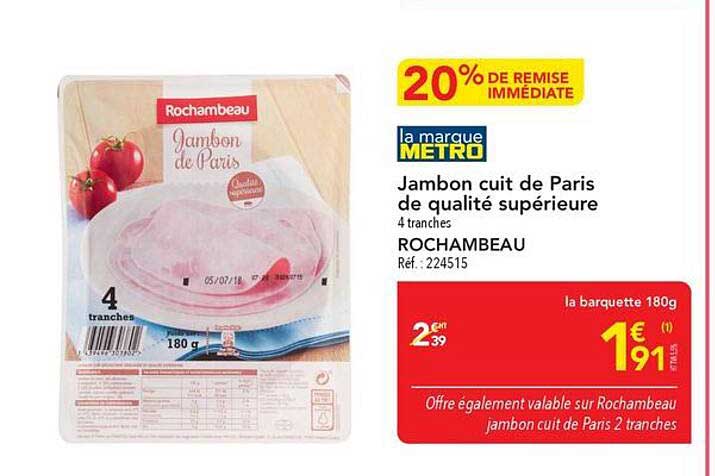 Jambon cuit de Paris de qualité supérieure