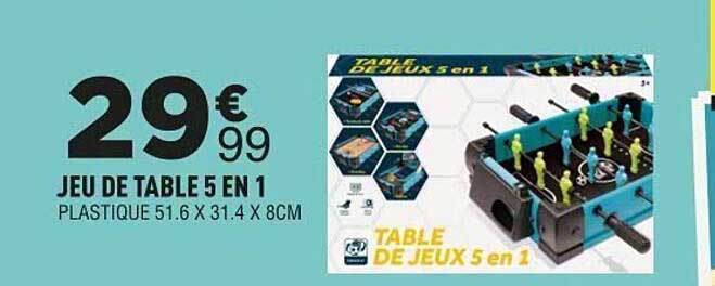 JEU DE TABLE 5 EN 1 PLASTIQUE 51.6 X 31.4 X 8CM