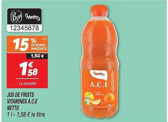 JUS DE FRUITS VITAMINES A.C.E NETTO