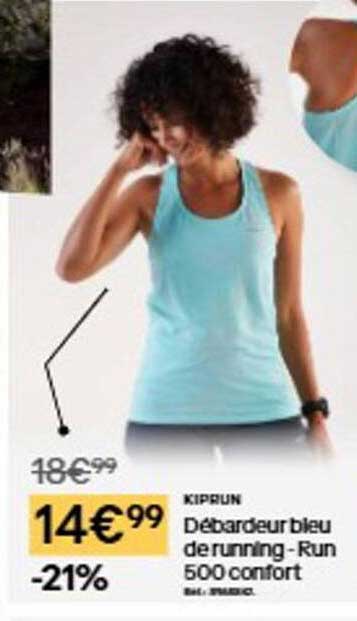 KIPRUN Débardeur bleu de running - Run 500 confort