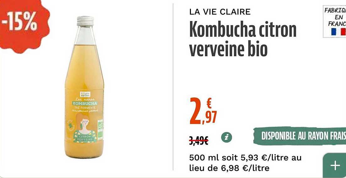 Kombucha citron verveine bio