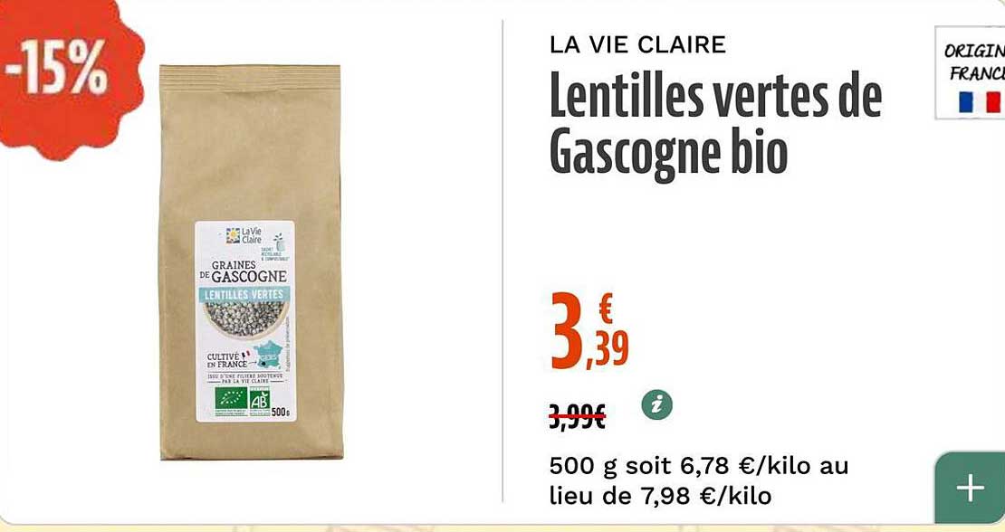 Lentilles vertes de Gascogne bio