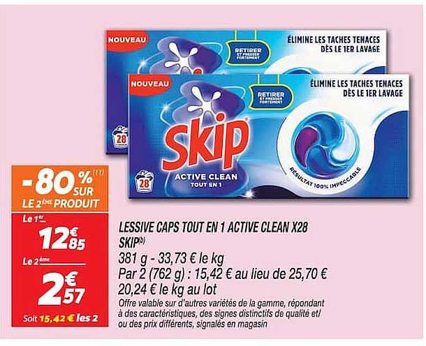 LESSIVE CAPS TOUT EN 1 ACTIVE CLEAN X28