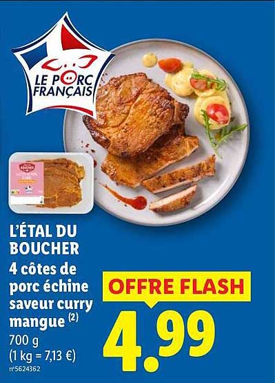 L’ÉTAL DU BOUCHER 4 côtes de porc échine saveur curry mangue (2)