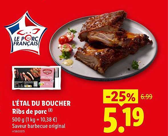 L’ÉTAL DU BOUCHER Ribs de porc