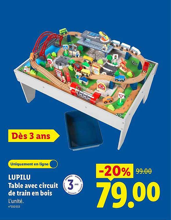 LUPILU Table avec circuit de train en bois