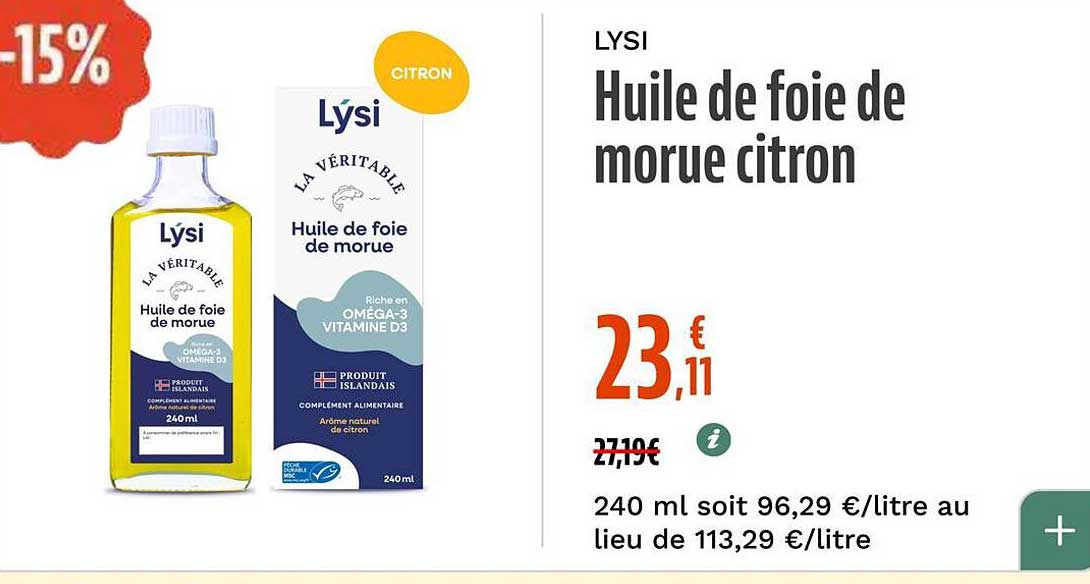 LYSI Huile de foie de morue citron