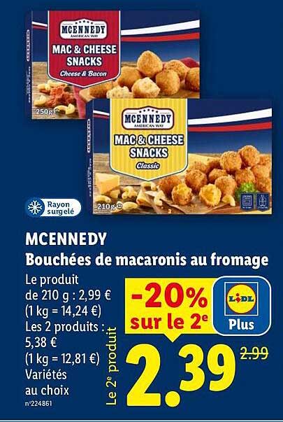 MCENNEDY Bouchées de macaronis au fromage