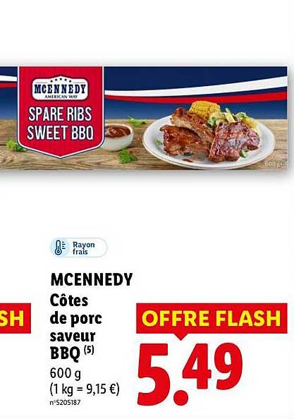 MCENNEDY Côtes de porc saveur BBQ