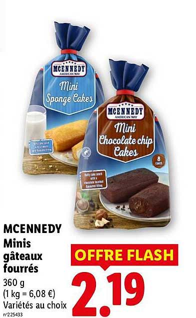 MCENNEDY Minis gâteaux fourrés 360 g (1 kg = 6,08 €) Variétés au choix OFFRE FLASH