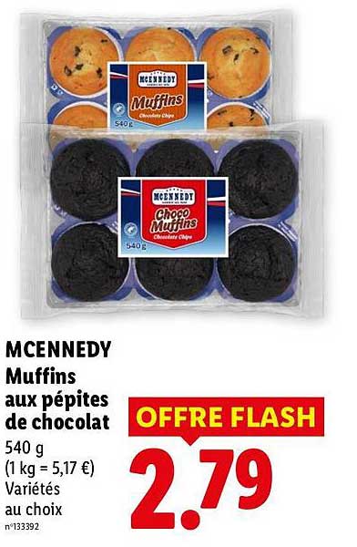 MCENNEDY Muffins aux pépites de chocolat 540 g (1 kg = 5,17 €) Variétés au choix