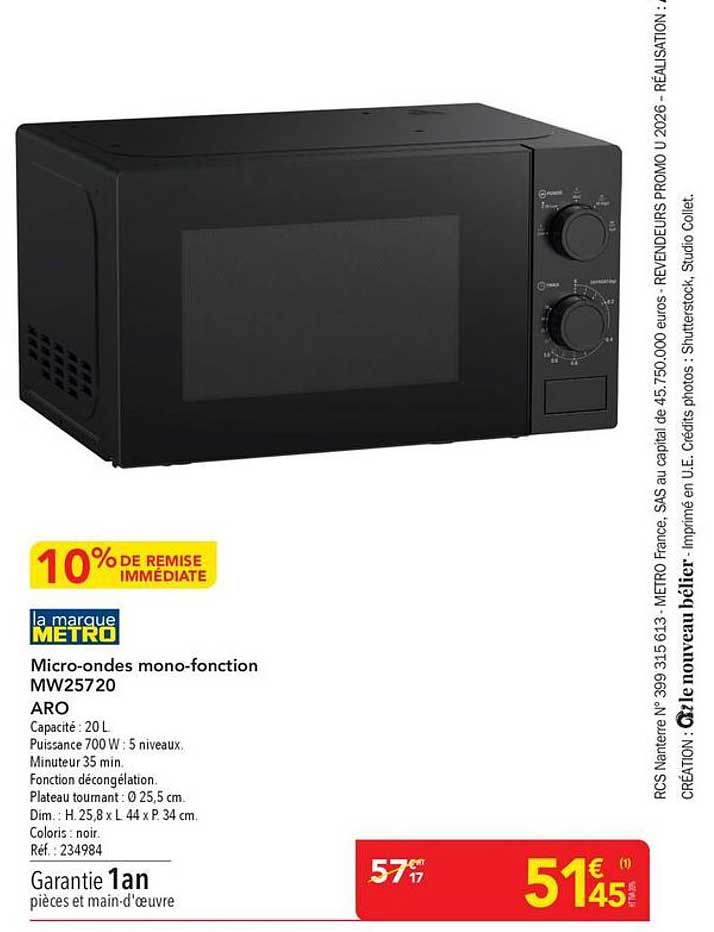 Micro-ondes mono-fonction MW25720 ARO
