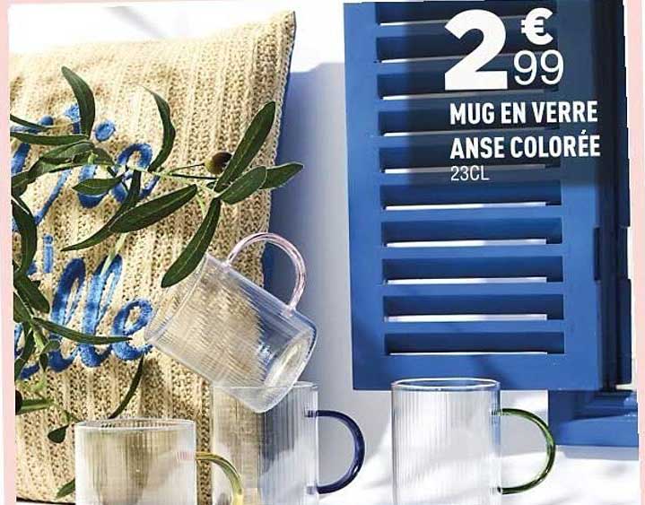 MUG EN VERRE ANSE COLORÉE 23CL