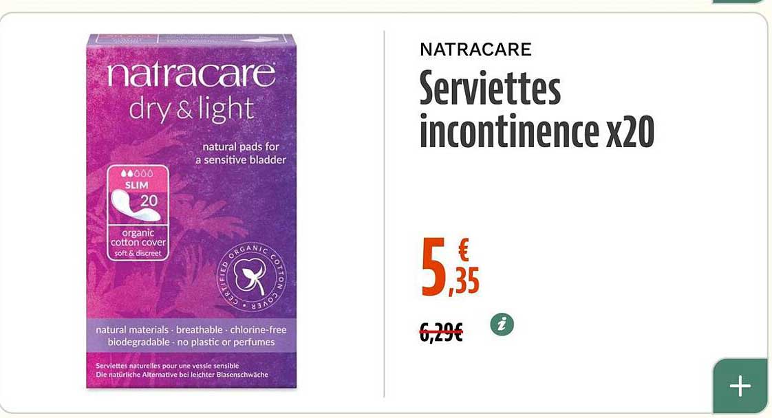 NATRACARE Serviettes incontinence x20