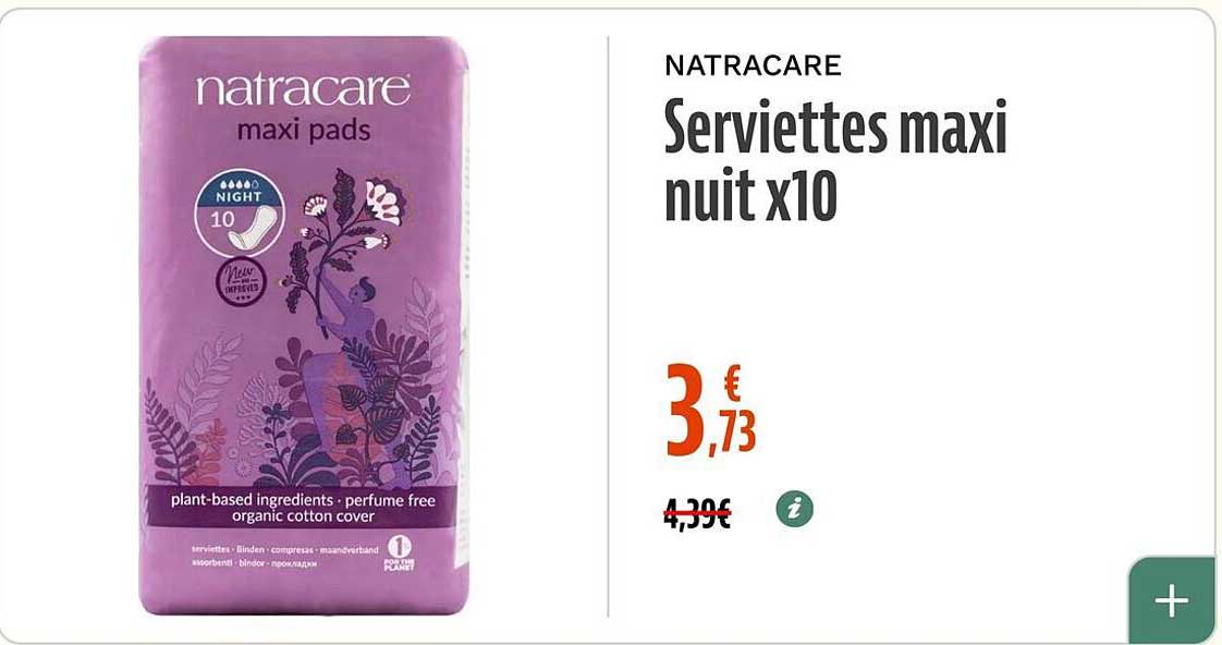 NATRACARE Serviettes maxi nuit x10