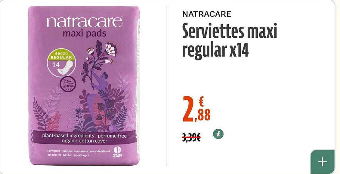 NATRACARE Serviettes maxi regular x14