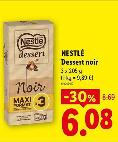 NESTLÉ Dessert noir 3 x 205 g