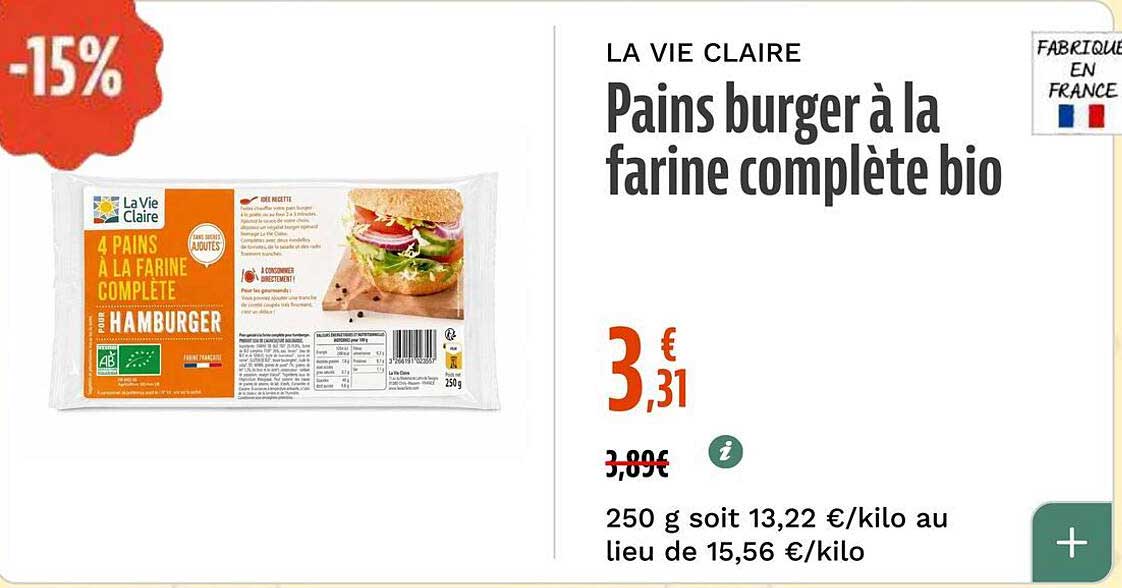 Pains burger à la farine complète bio