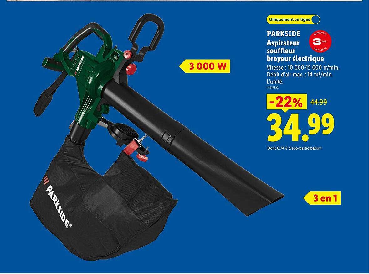 PARKSIDE Aspirateur souffleur broyeur électrique