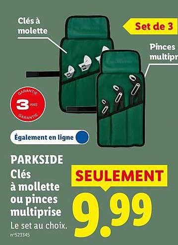 PARKSIDE Clés à molette ou pinces multiprise Le set au choix. SEULEMENT