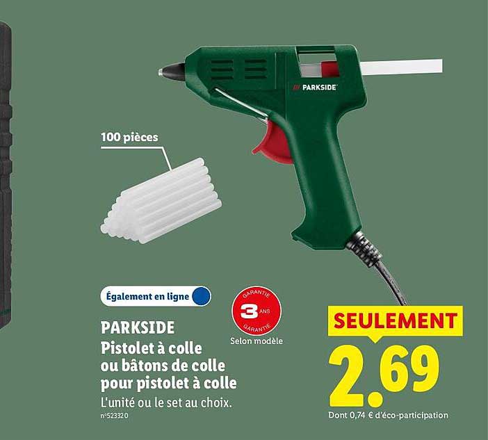 PARKSIDE Pistolet à colle ou bâtons de colle pour pistolet à colle