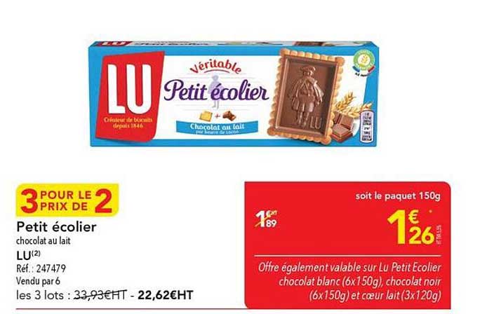 Petit écolier chocolat au lait LU