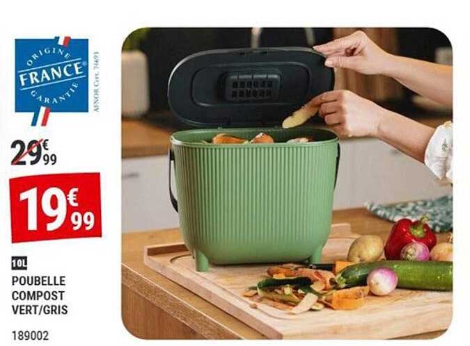 POUBELLE COMPOST VERT/GRIS