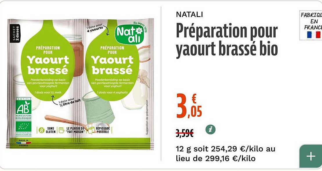 Préparation pour yaourt brassé bio