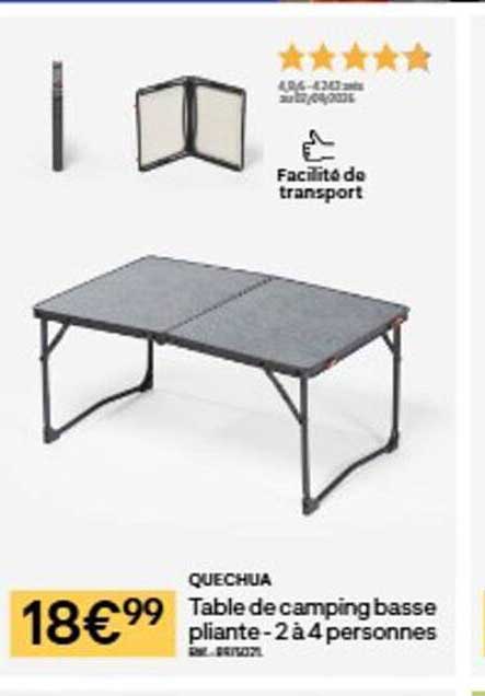 QUECHUA Table de camping basse pliante - 2 à 4 personnes