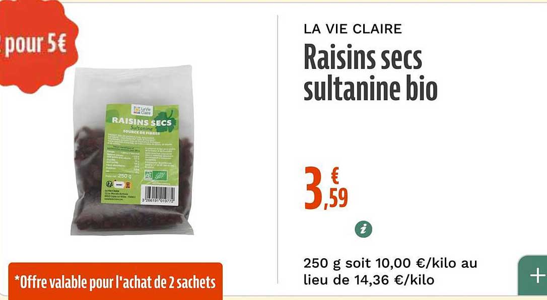 Raisins secs sultanine bio