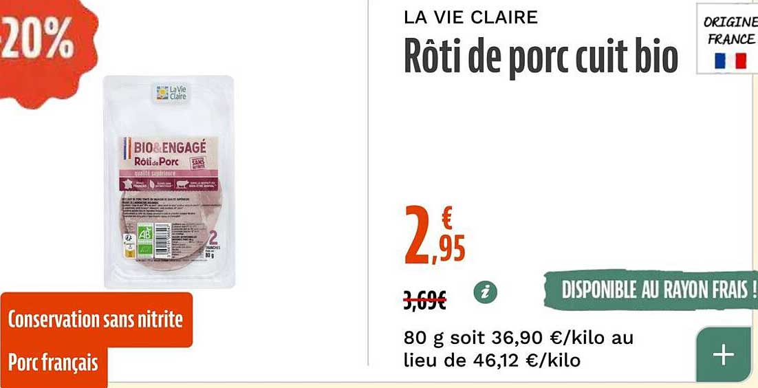 Roti de porc cuit bio