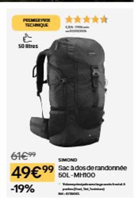 SAC A DOS DE RANDONNEE 50L - MH100