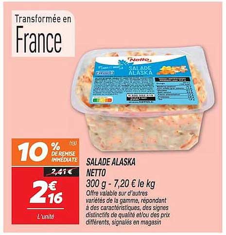 SALADE ALASKA NETTO 300 g - 7,20 € le kg