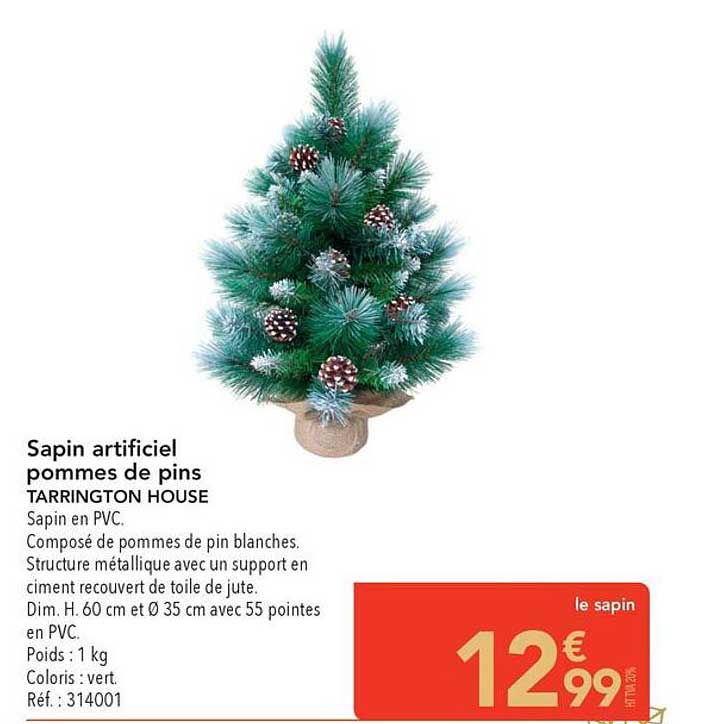Sapin artificiel pommes de pins TARRINGTON HOUSE