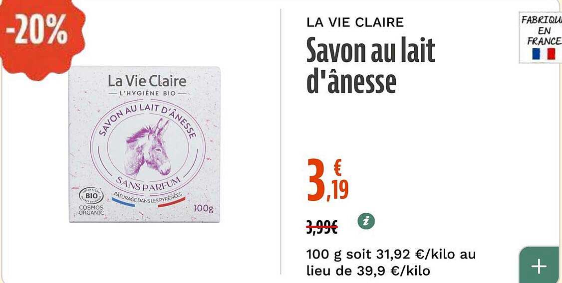 Savon au lait d'ânesse