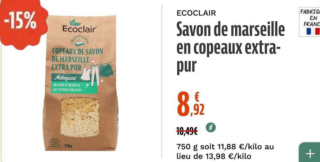 Savon de marseille en copeaux extra-pur