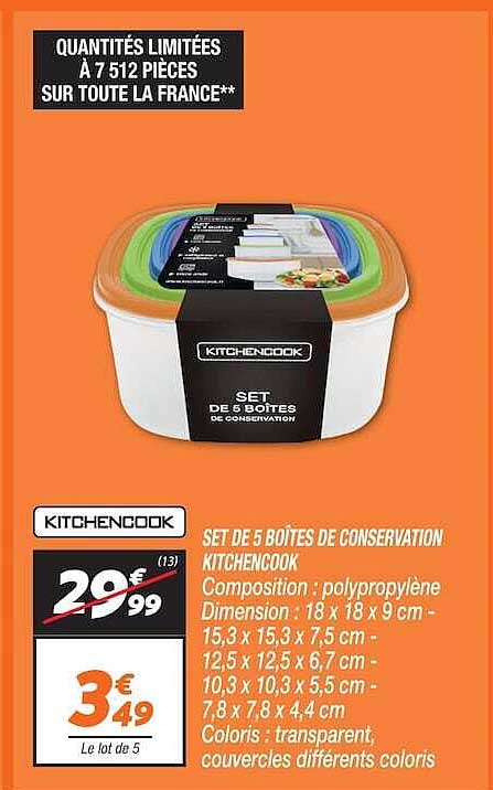SET DE 5 BOITES DE CONSERVATION KITCHENCOOK