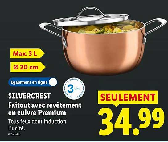 SILVERCREST Faitout avec revêtement en cuivre Premium