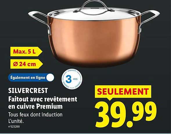SILVERCREST Faitout avec revêtement en cuivre Premium