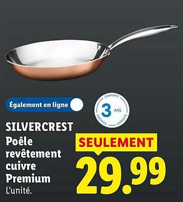 SILVERCREST Poêle revêtement cuivre Premium L’unité.