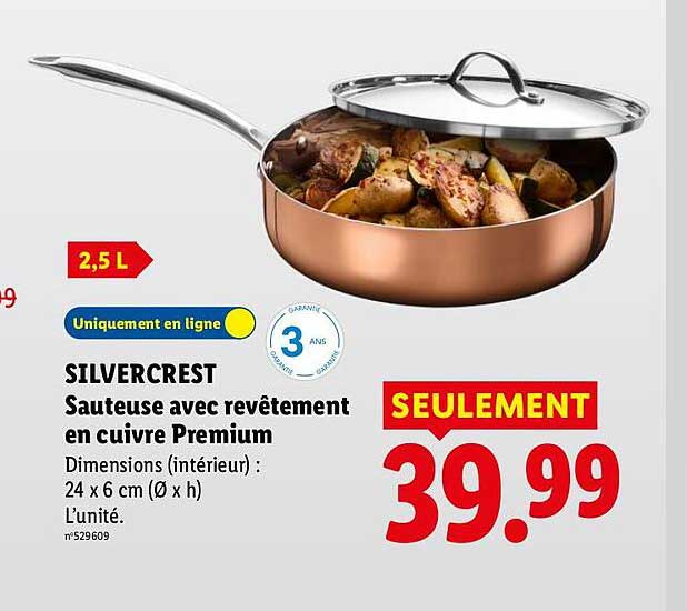 SILVERCREST Sauteuse avec revêtement en cuivre Premium