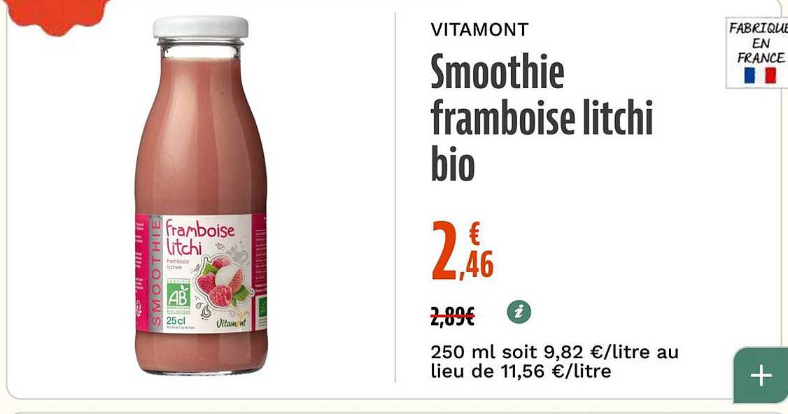 Smoothie framboise litchi bio